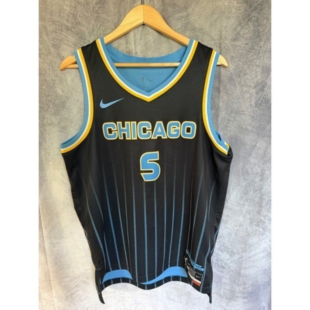 Nike Chicago Sky Angel Reese 5 Explorer Edition Jersey Black Blue DC9567-016 L